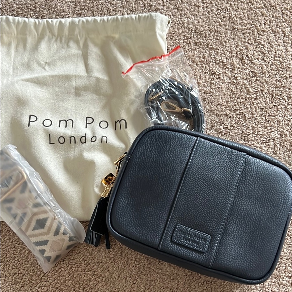 Pom Pom London Slate Blue City Crossbody Bag